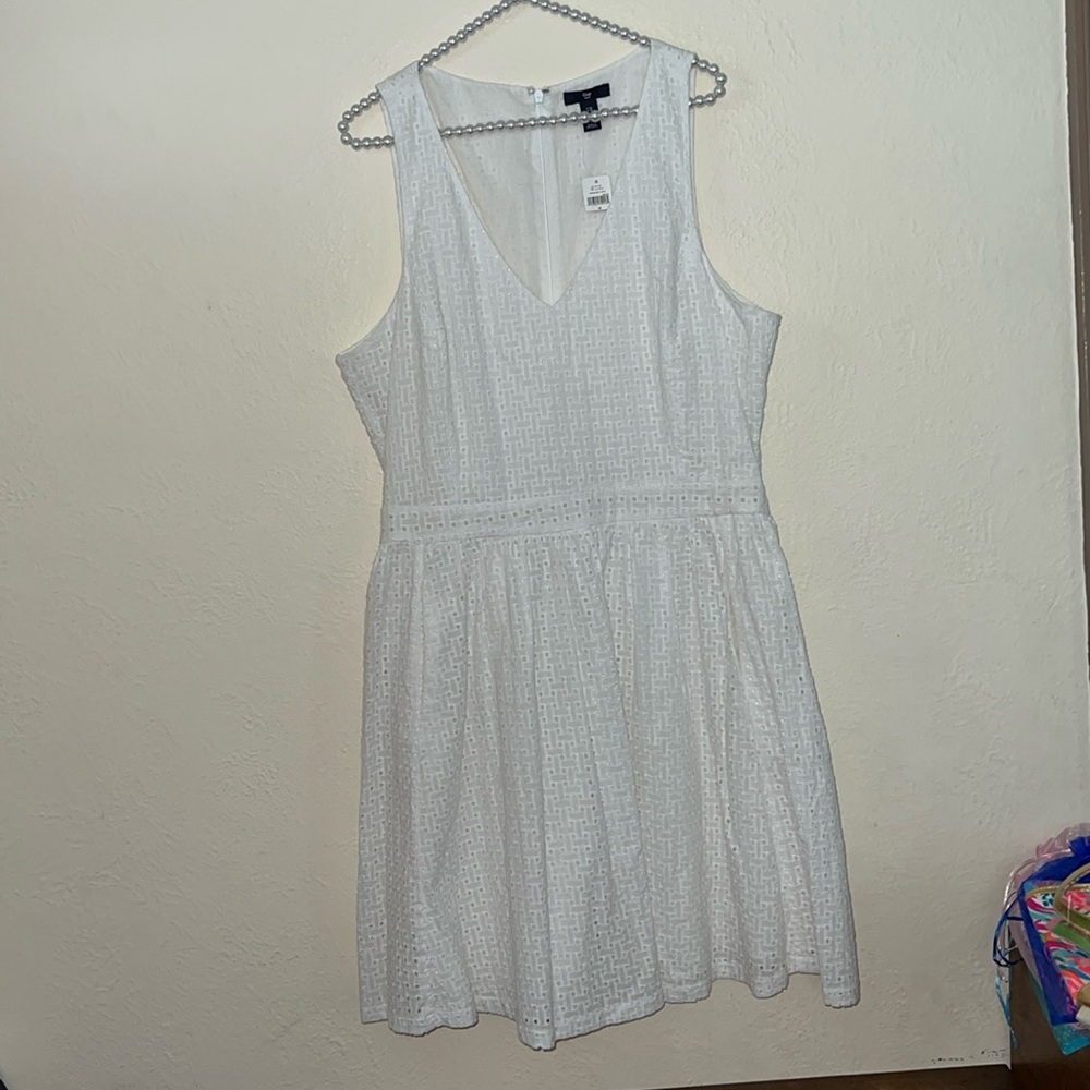 Gap 16 white sleeveless eyelet dress nwt